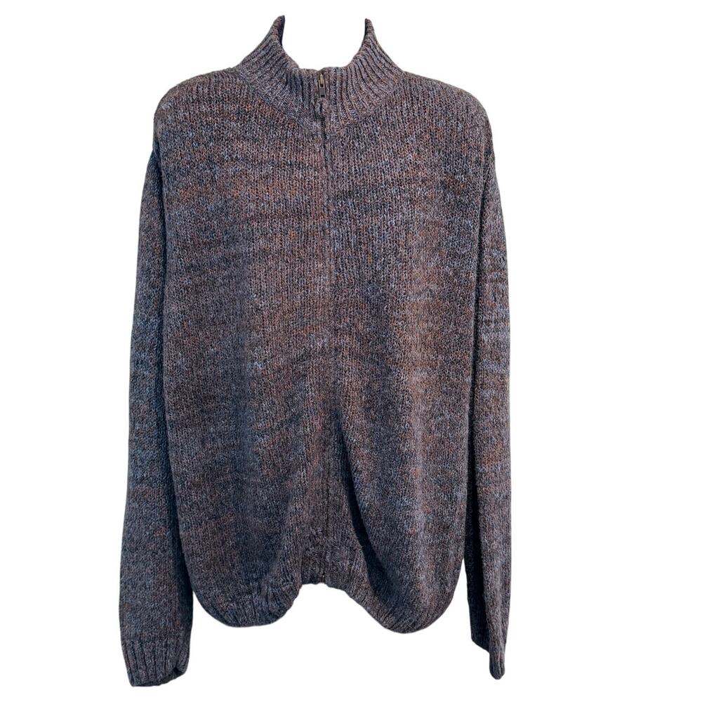 Daniel Cremieux Collection XL Marled Full Zip Sweater Mock Neck 100% Cotton Peru